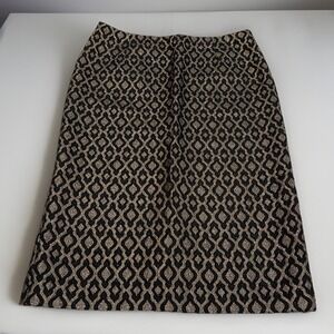 Cato Womens Black/Gold Skirt Size 12 Lined Zip Back Slit Party Party Modern Edgy